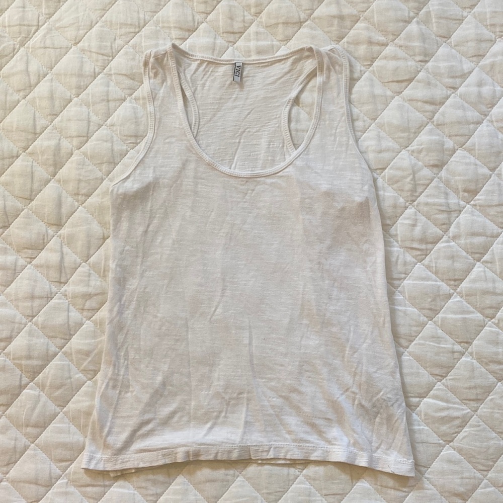 Plain white razor back tank